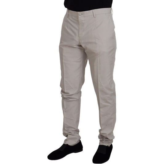 Dolce & Gabbana Elegant Off White Silk Blend Trousers Dolce & Gabbana Rosy Brown