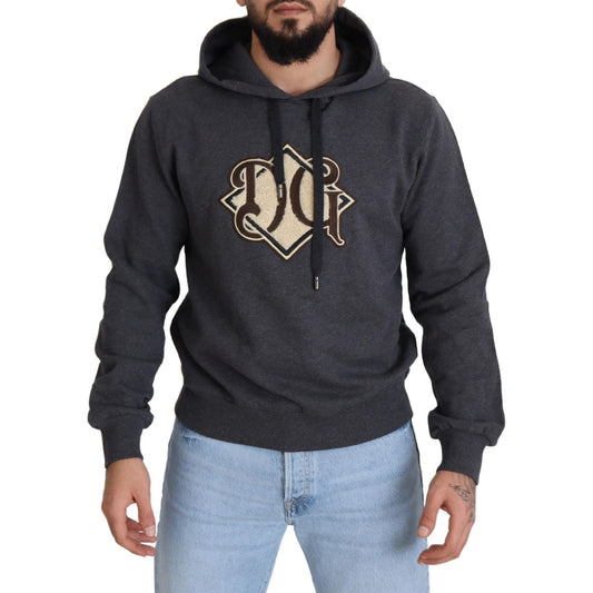 Dolce & Gabbana Gray Logo Cotton Hooded Sweatshirt Sweater