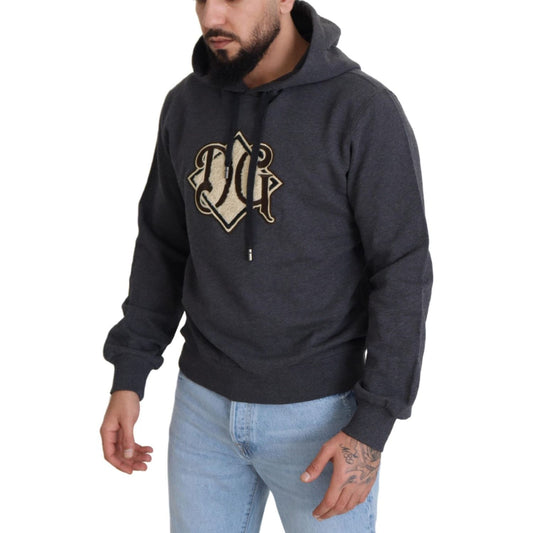 Dolce & Gabbana Gray Logo Cotton Hooded Sweatshirt Sweater