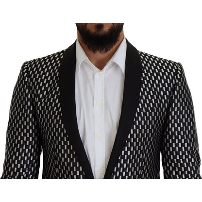 Dolce & Gabbana Black White Silk MARTINI Slim Fit Suit