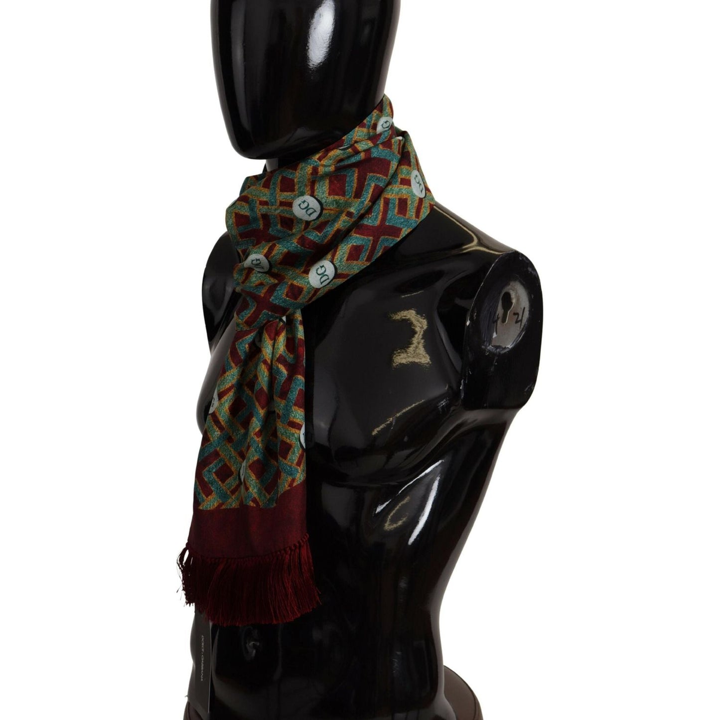 Dolce & Gabbana Multicolor DG Logo Shawl Warm Neck Wrap Fringe Scarf