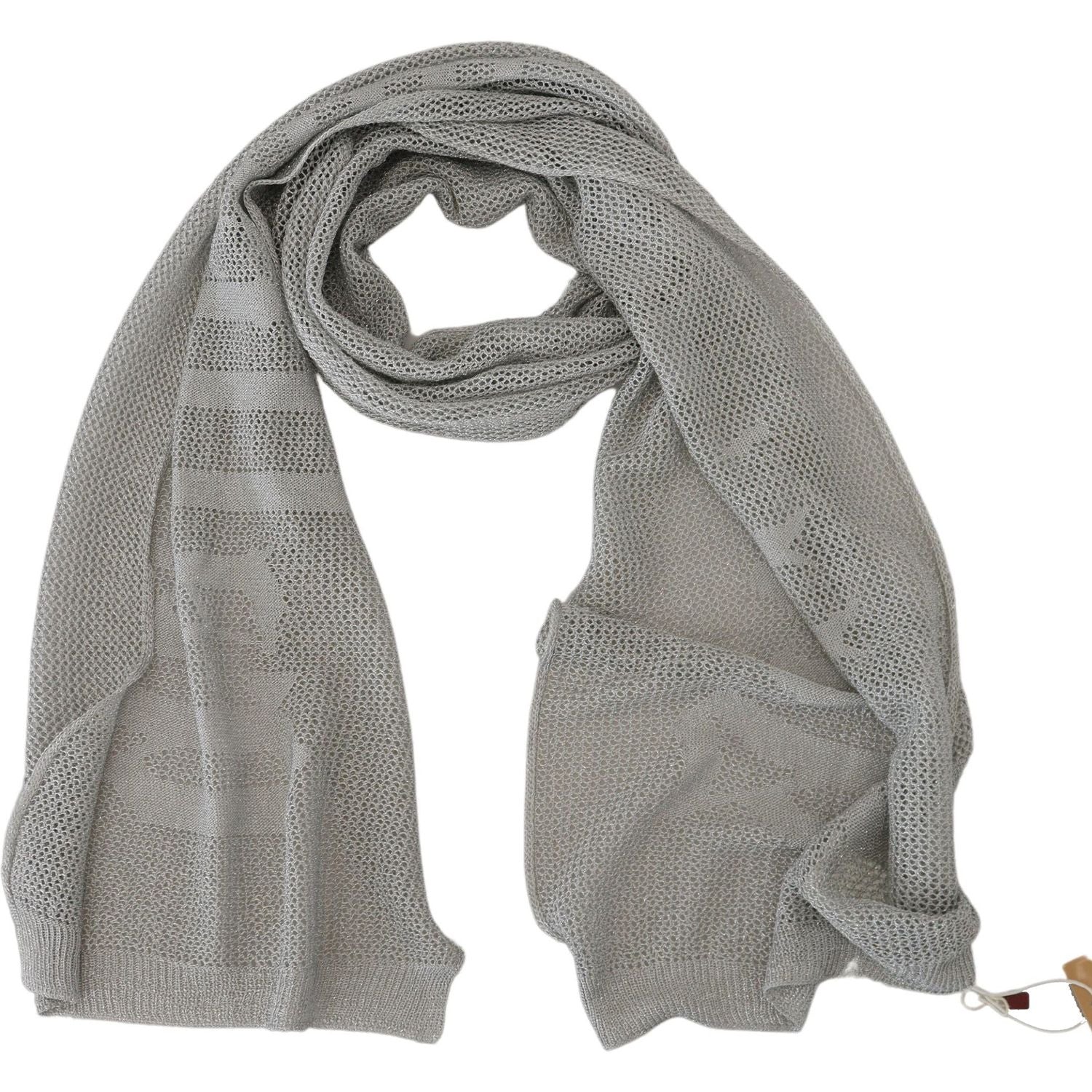 John Galliano Gray Logo Knitted Neck Wrap Shawl Foulard Scarf