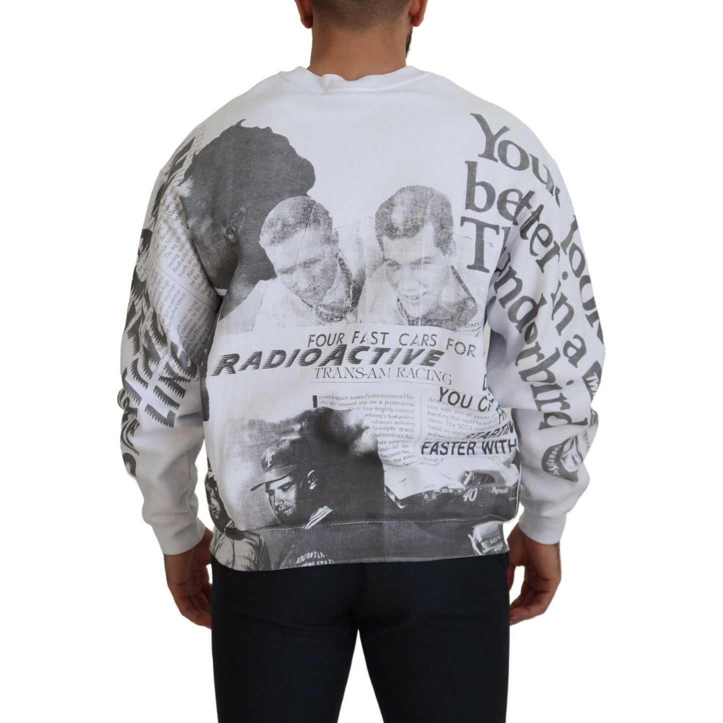 MSGM White Cotton Crewneck Pullover Sweatshirt Sweater