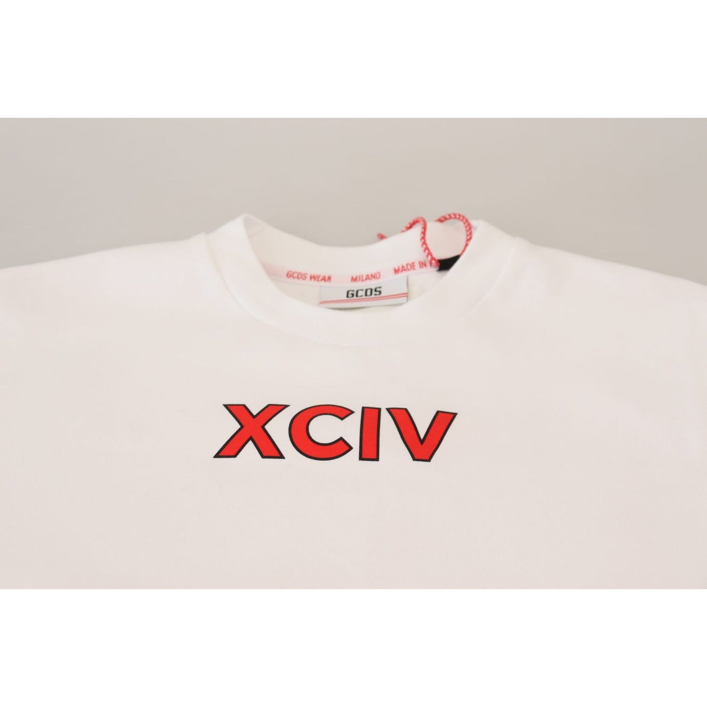 GCDS White Logo Print Cotton Short Sleeves T-shirt