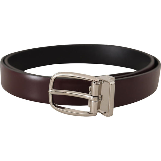 Dolce & Gabbana Solid Brown Leather Silver Metal Belt