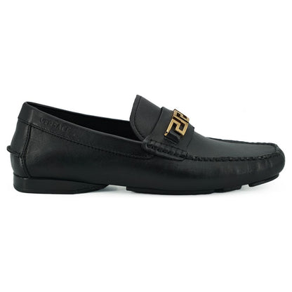 Versace Elegant Black Calf Leather Men's Loafers