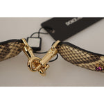 Dolce & Gabbana Beige Exotic Leather Crystals Reversible Shoulder Strap BEL8728