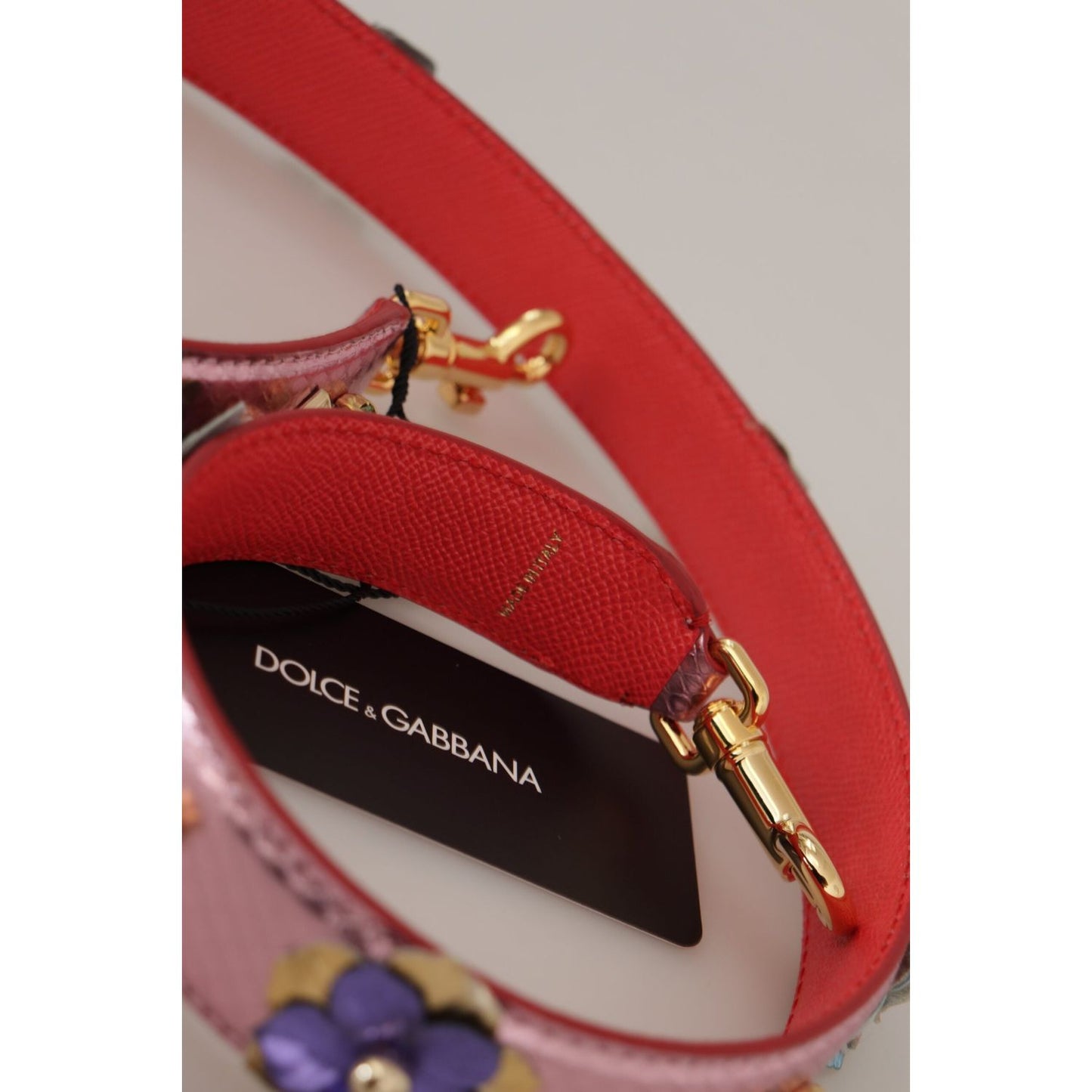 Dolce & Gabbana Metallic Pink Leather Studded Shoulder Strap