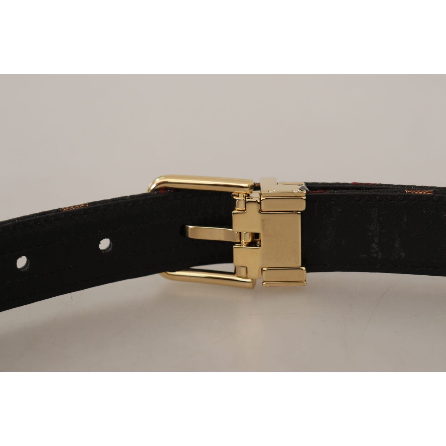 Dolce & Gabbana Multicolor Leather Jacquard Gold Metal Buckle Belt