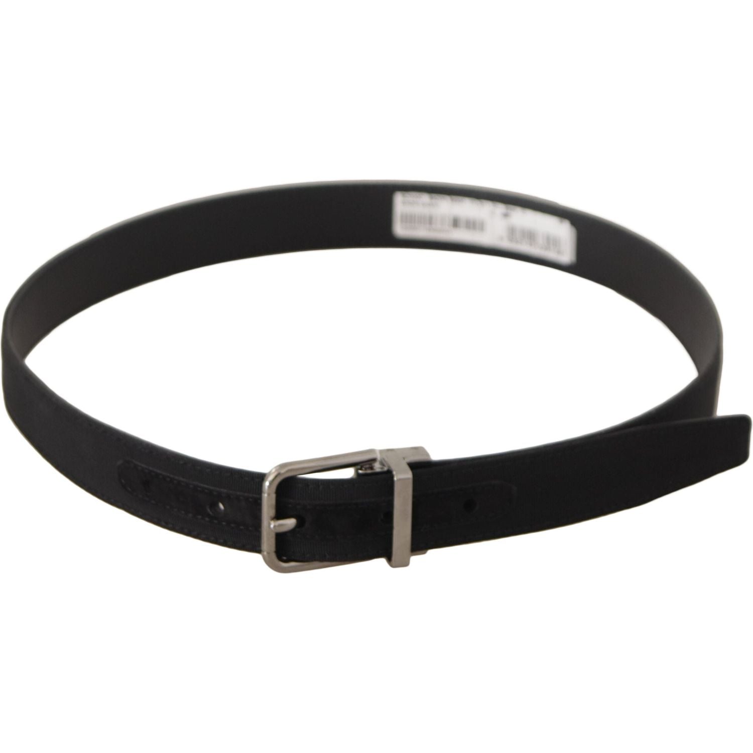 Dolce & Gabbana Black Canvas Leather Silver Tone Metal Buckle Belt