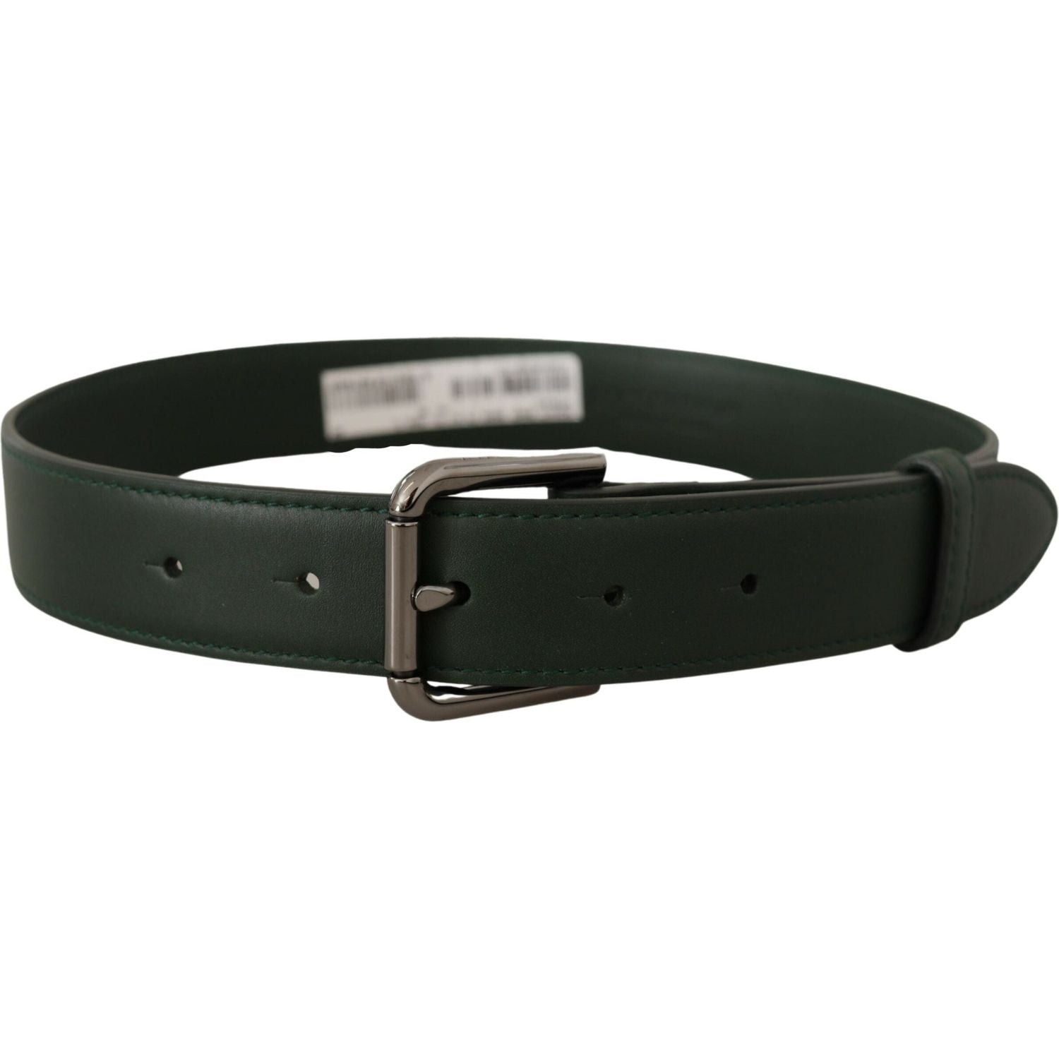 Dolce & Gabbana Army Green Leather Logo Metal Waist Buckle Belt