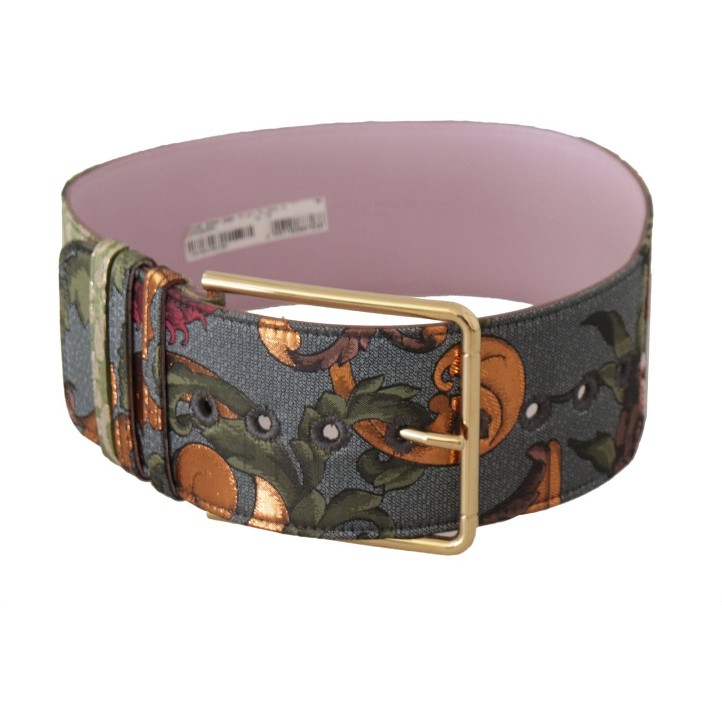 Dolce & Gabbana Multicolor Leather Embroidered Gold Metal Buckle Belt