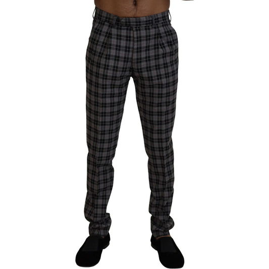 BENCIVENGA Gray Checkered Slim Fit Men Pants