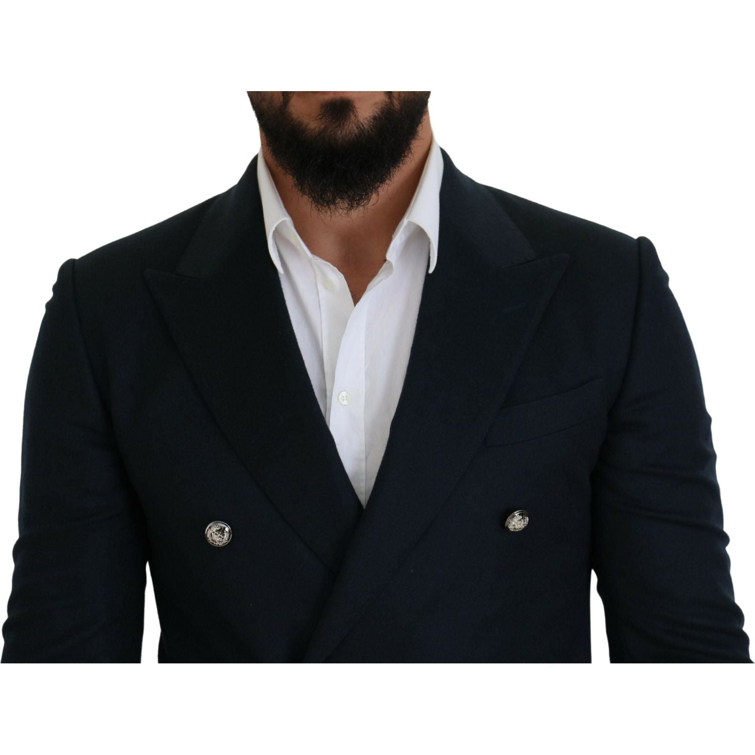 Dolce & Gabbana Blue Double Breasted Formal Coat Blazer
