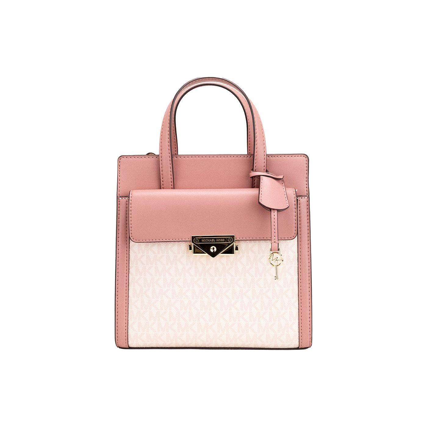Michael Kors Cece Small Pink PVC North South Flap Tote Crossbody Bag Purse 35053