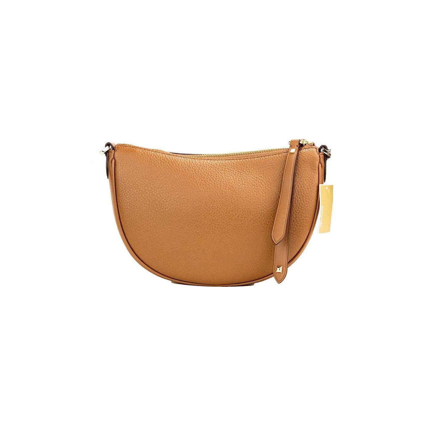 Michael Kors Dover Small Luggage Pebbled Leather Half Moon Crossbody Bag Purse 33855