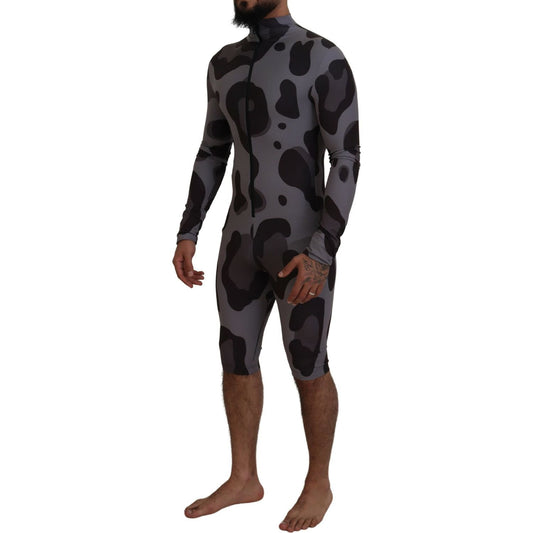 Dolce & Gabbana Gray Patterned Polyester Wetsuit Swimwear TSH83591 - 48