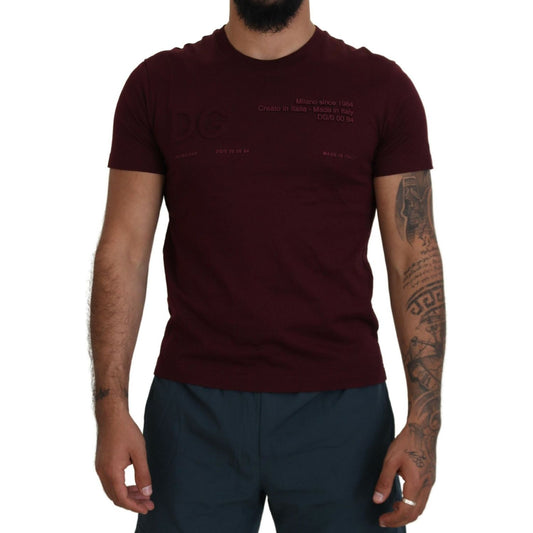 Dolce & Gabbana Maroon Printed Short Sleeves Men T-shirt TSH83682 - 42