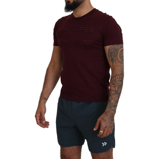 Dolce & Gabbana Maroon Printed Short Sleeves Men T-shirt TSH83682 - 42