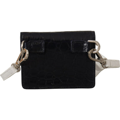 Dolce & Gabbana Blue White Caiman Leather Strap Card Holder Wallet