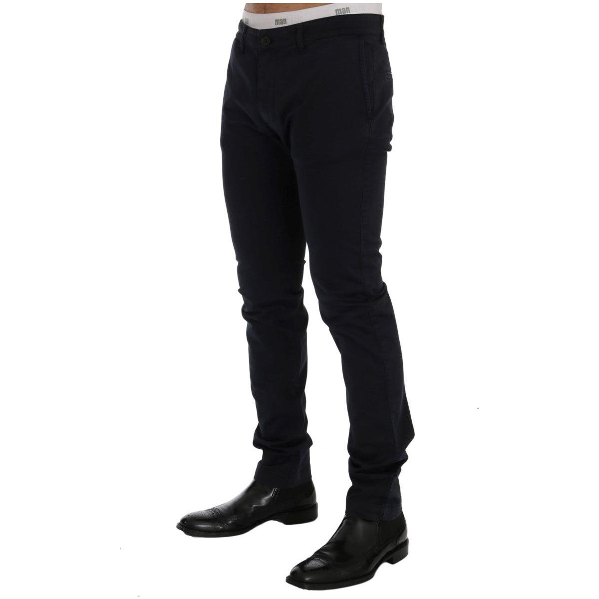 GF Ferre Blue Cotton Stretch Chinos Pants