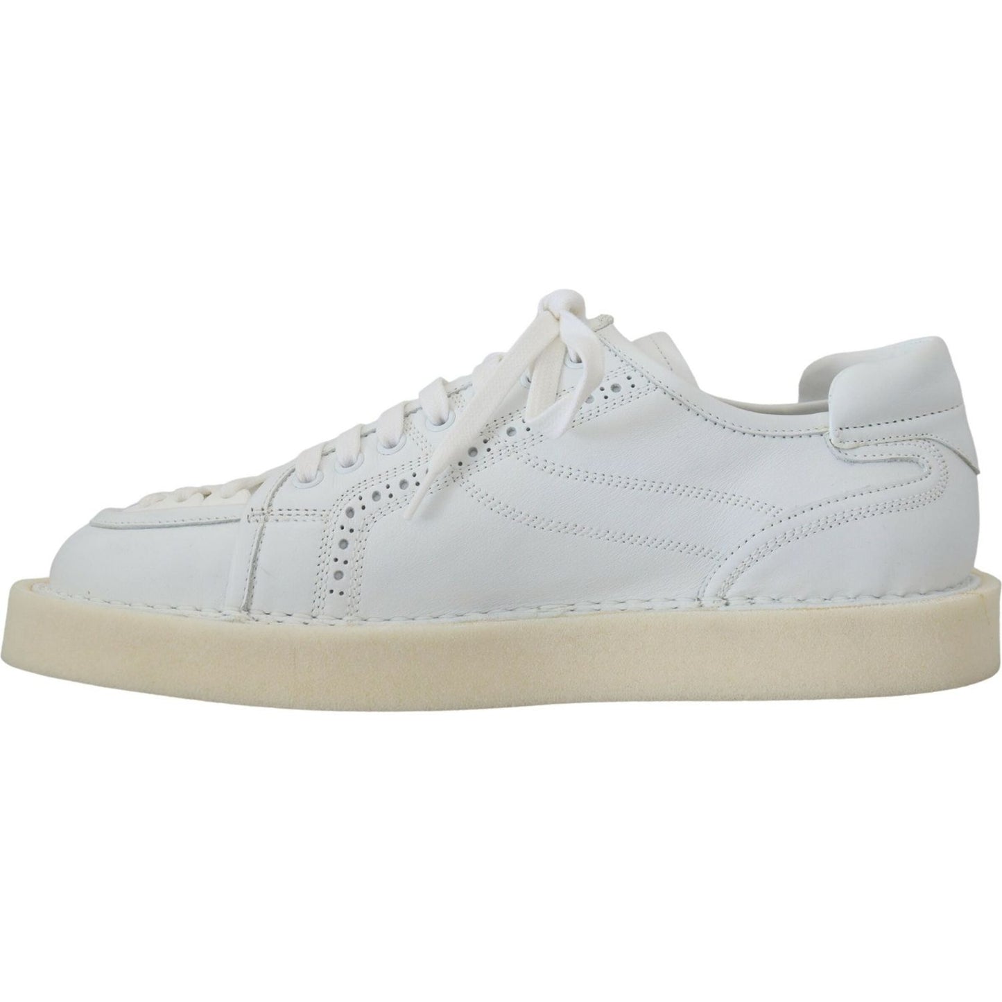 Dolce & Gabbana White Leather Low Top Oxford Sneakers Casual Shoes