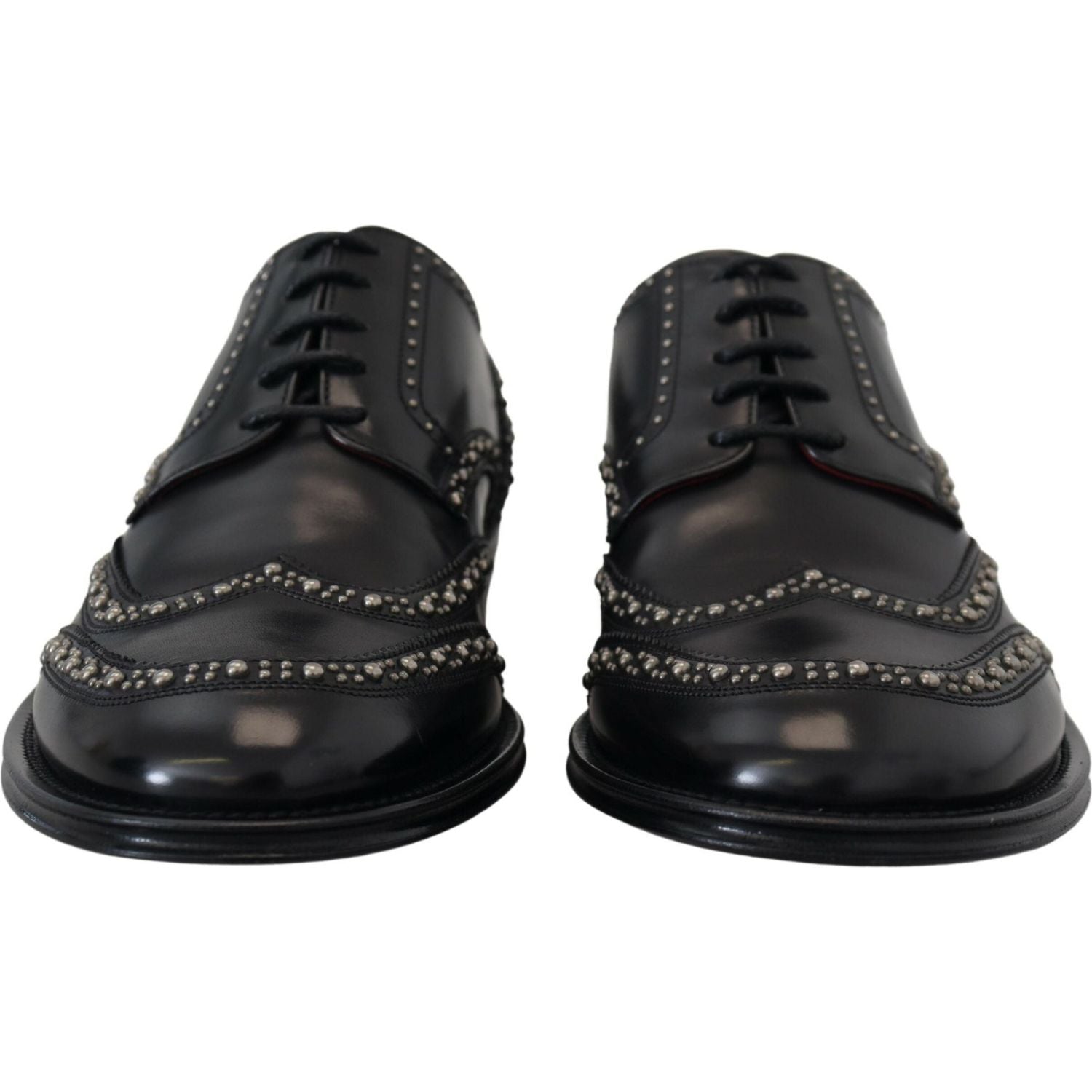 Dolce & Gabbana Black Leather Derby Dress Studded Shoes