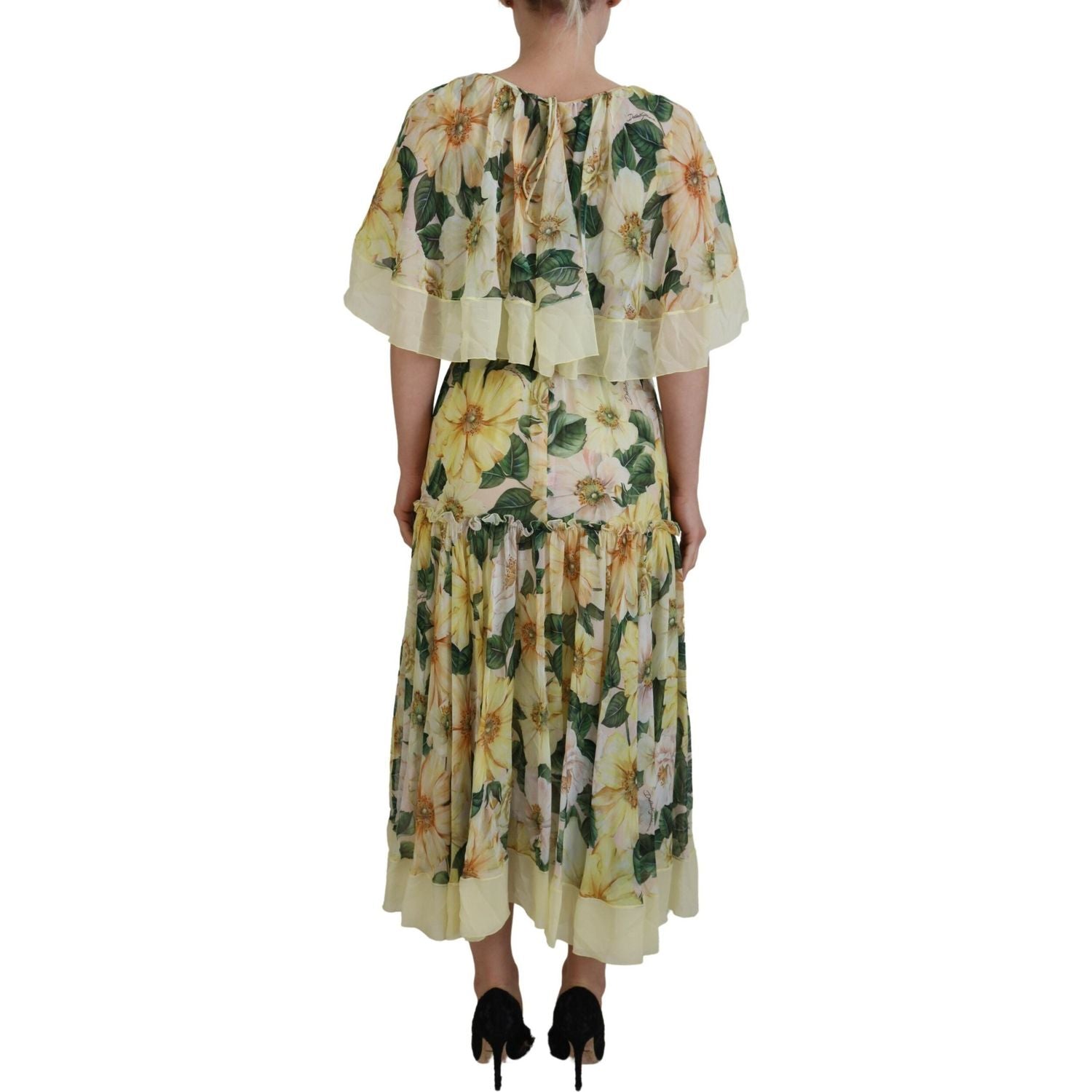 Dolce & Gabbana Multicolor Silk Floral Print Long Maxi Dress