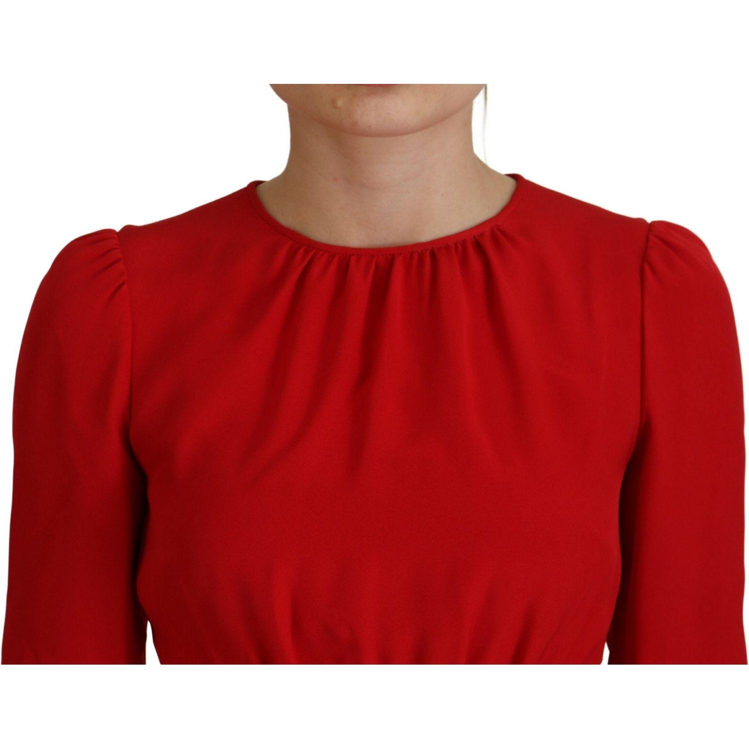 Dolce & Gabbana Red Silk Sheath A-line Knee Length Dress