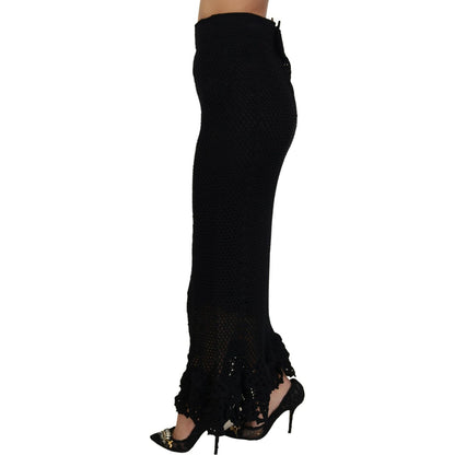 Dolce & Gabbana Black Knitted Cotton High Waist Mermaid Skirt