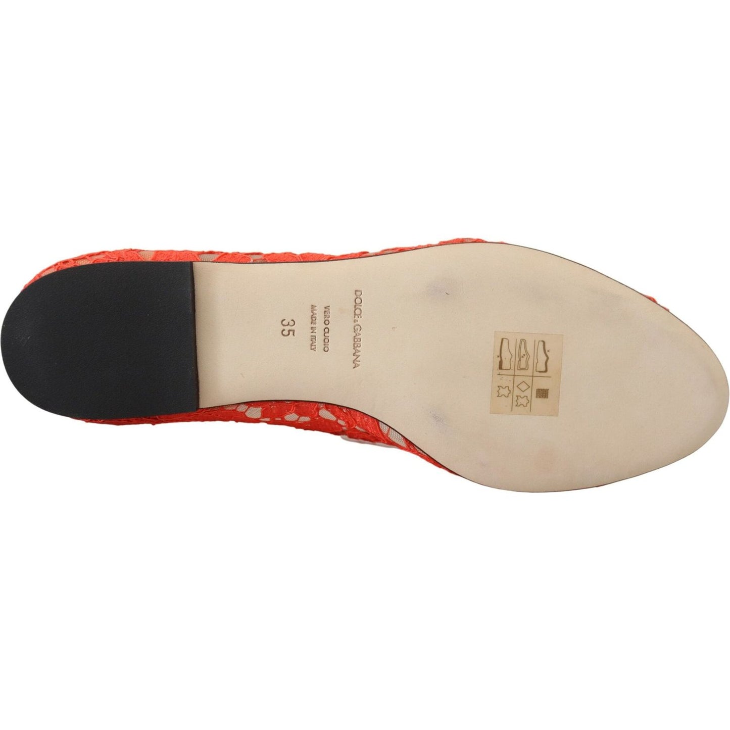 Dolce & Gabbana Red Taormina Lace Crystals Ballet Flats Shoes