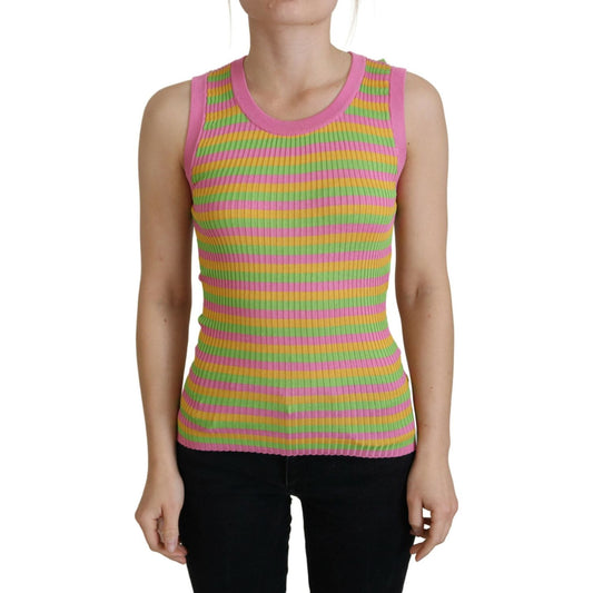 Dolce & Gabbana Multicolor Silk Vest Pullover Tank Top TSH8073- 36
