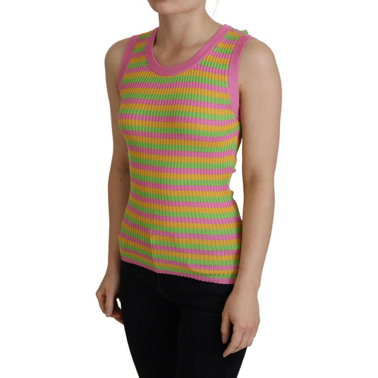 Dolce & Gabbana Multicolor Silk Vest Pullover Tank Top TSH8073- 36