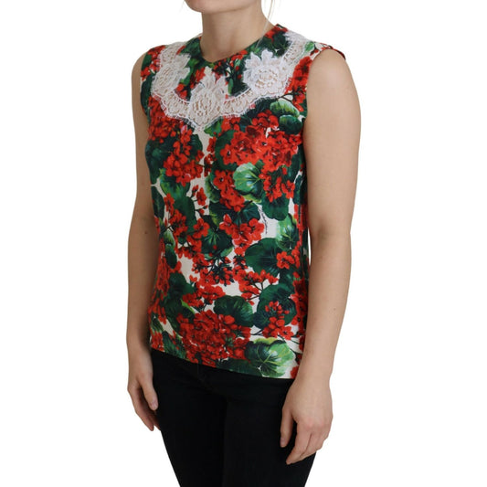 Dolce & Gabbana White Floral Wool Lace Vest Tank Top TSH8079-38