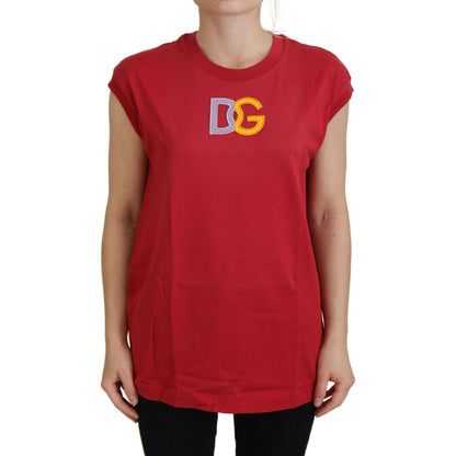 Dolce & Gabbana Red Cotton DG Logo Tank Top T-shirt