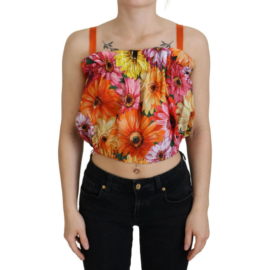Dolce & Gabbana Blouse Cropped Floral Cotton Tank Top TSH83148- 40