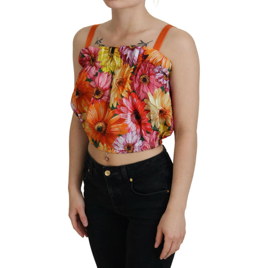 Dolce & Gabbana Blouse Cropped Floral Cotton Tank Top TSH83148- 40