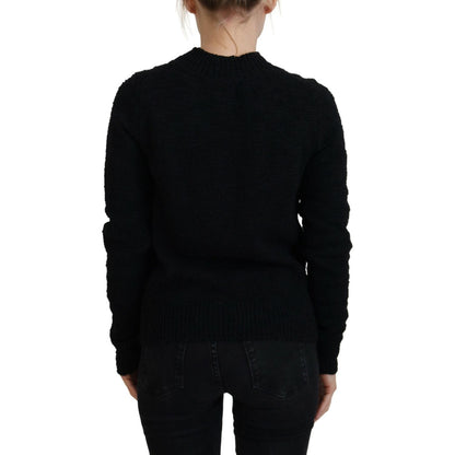 Dolce & Gabbana Black Wool Knit Crewneck Pullover Sweater