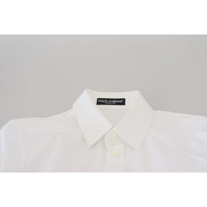 Dolce & Gabbana White Cotton Collared Long Sleeves Formal Top