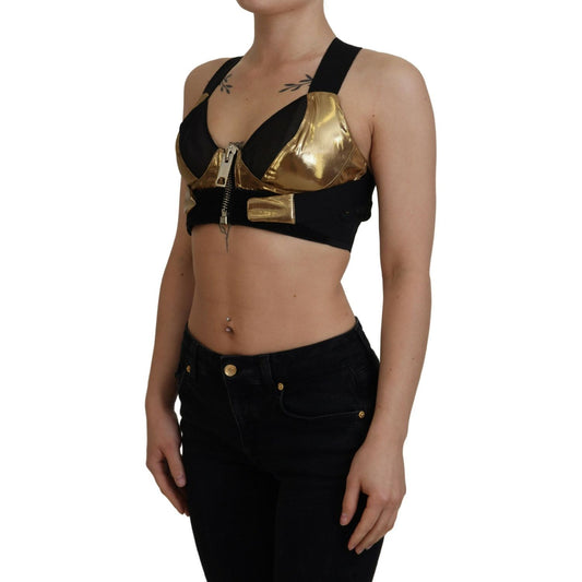 Dolce & Gabbana Black Gold Sleeveless Cropped Bustier Top TSH83768- 40