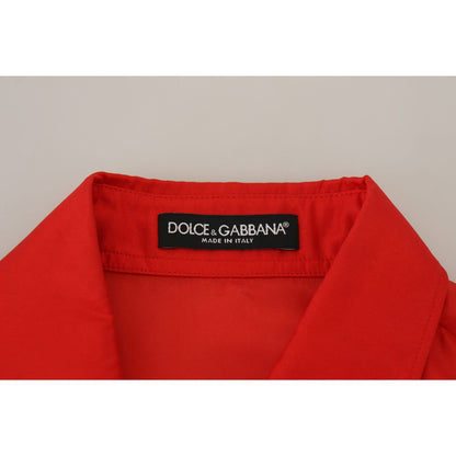 Dolce & Gabbana Red Silk Collared Long Sleeves Dress Shirt Top