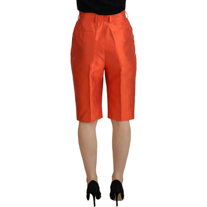 Dolce & Gabbana Orange Silk High Waist Cropped Pants