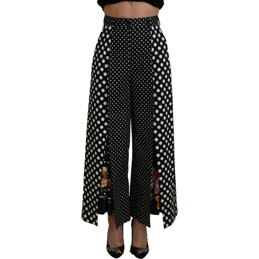Dolce & Gabbana Elegant High-Waist Polka Dot Pants Dolce & Gabbana Dark Gray