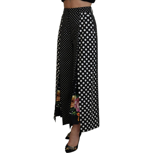 Dolce & Gabbana Elegant High-Waist Polka Dot Pants Dolce & Gabbana Dark Gray