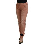 Acht Pink Mid Waist Slim Fit Women Casual Pants PAN71193- 40