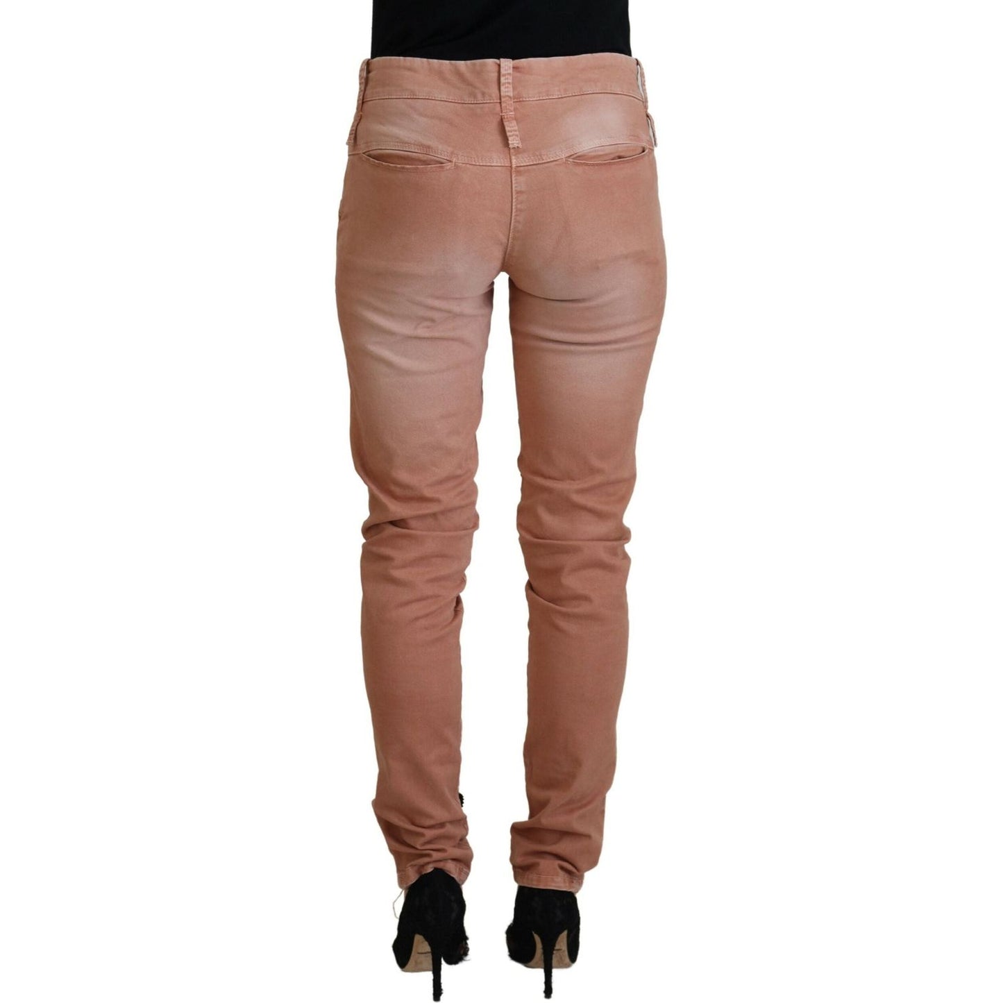 Acht Pink Mid Waist Slim Fit Women Casual Pants PAN71193- 40