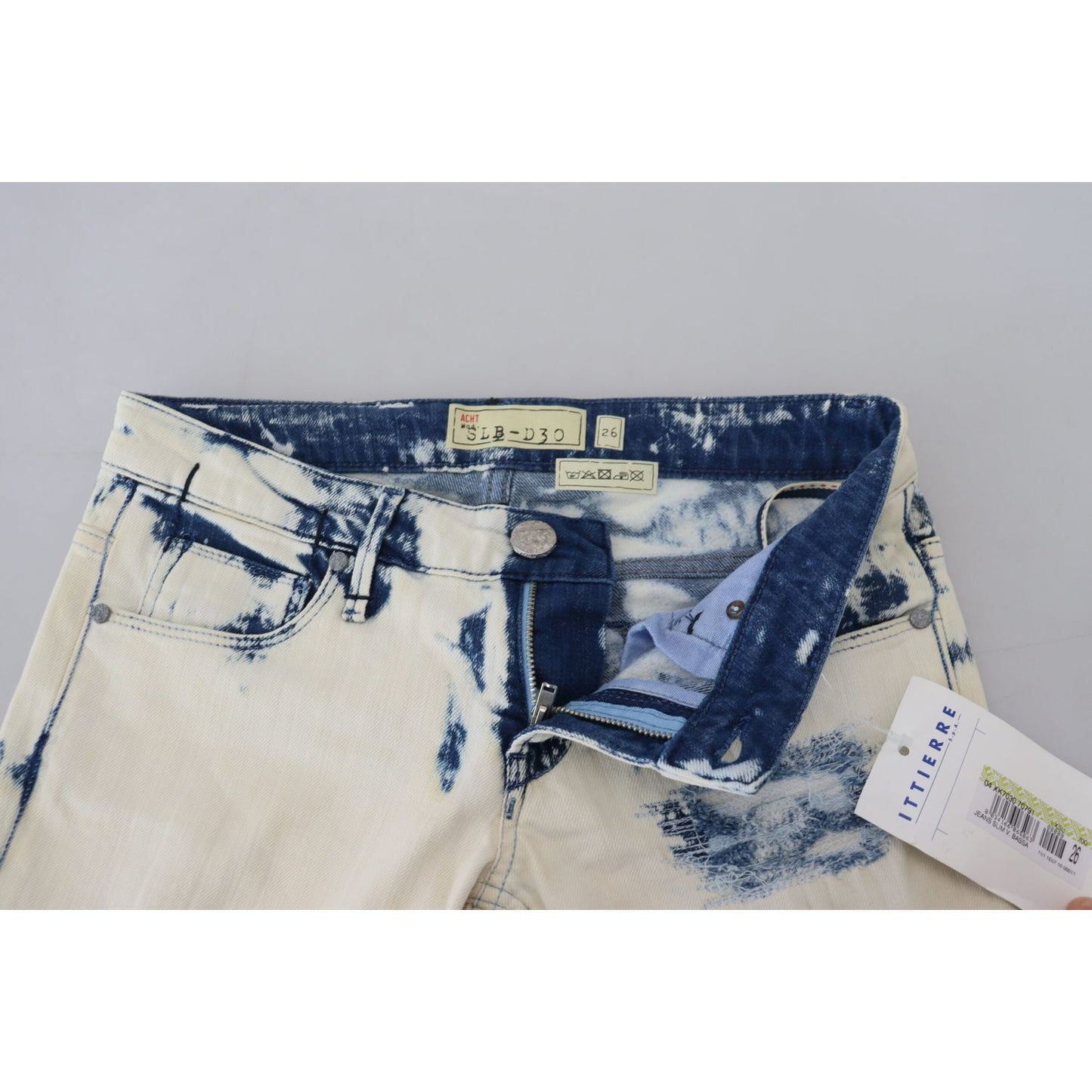 Acht White Blue Cotton Skinny Women Tattered Denim Jeans
