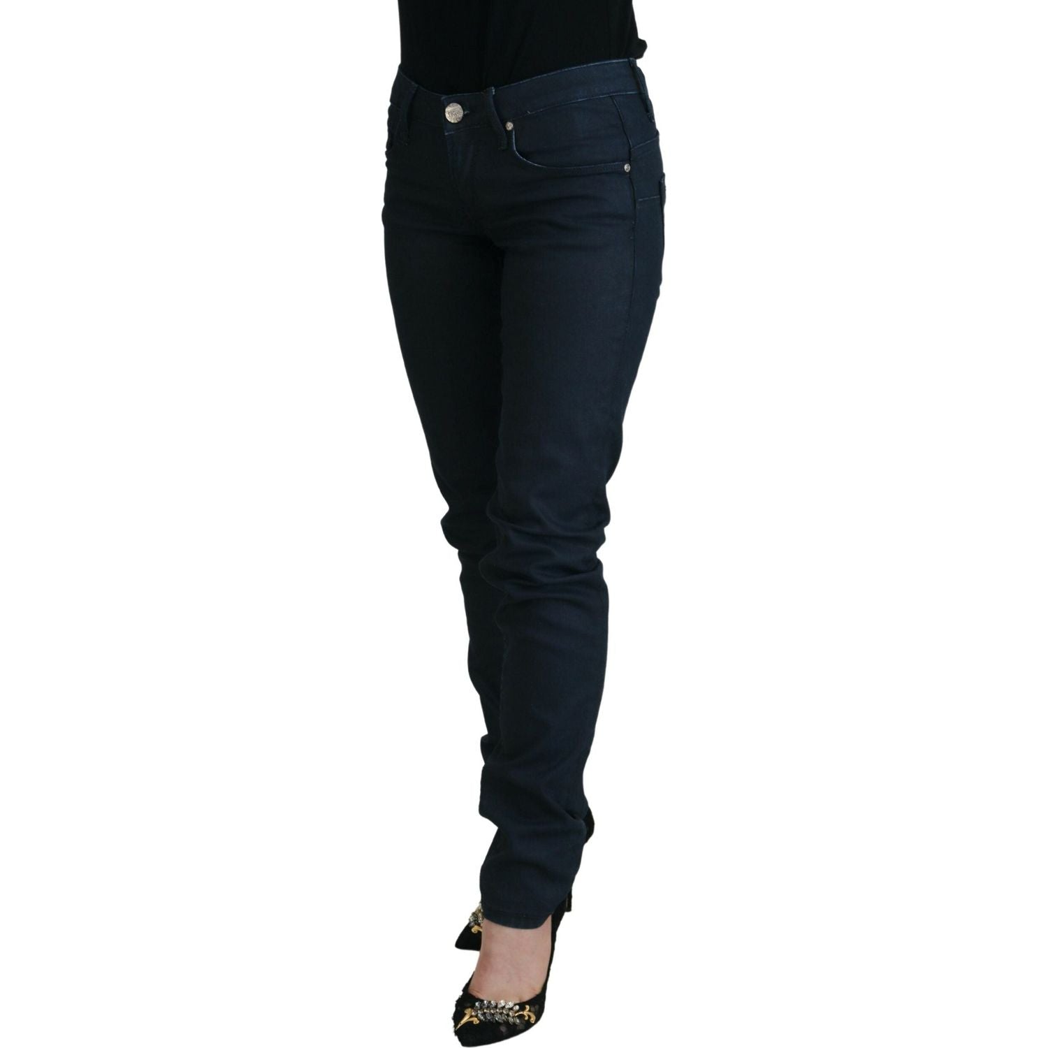 Acht Blue Cotton Skinny Low Waist Women Casual Denim Jeans