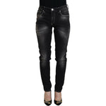 Acht Black Washed Mid Waist Tapered Women Casual Denim Jeans PAN72701- 26