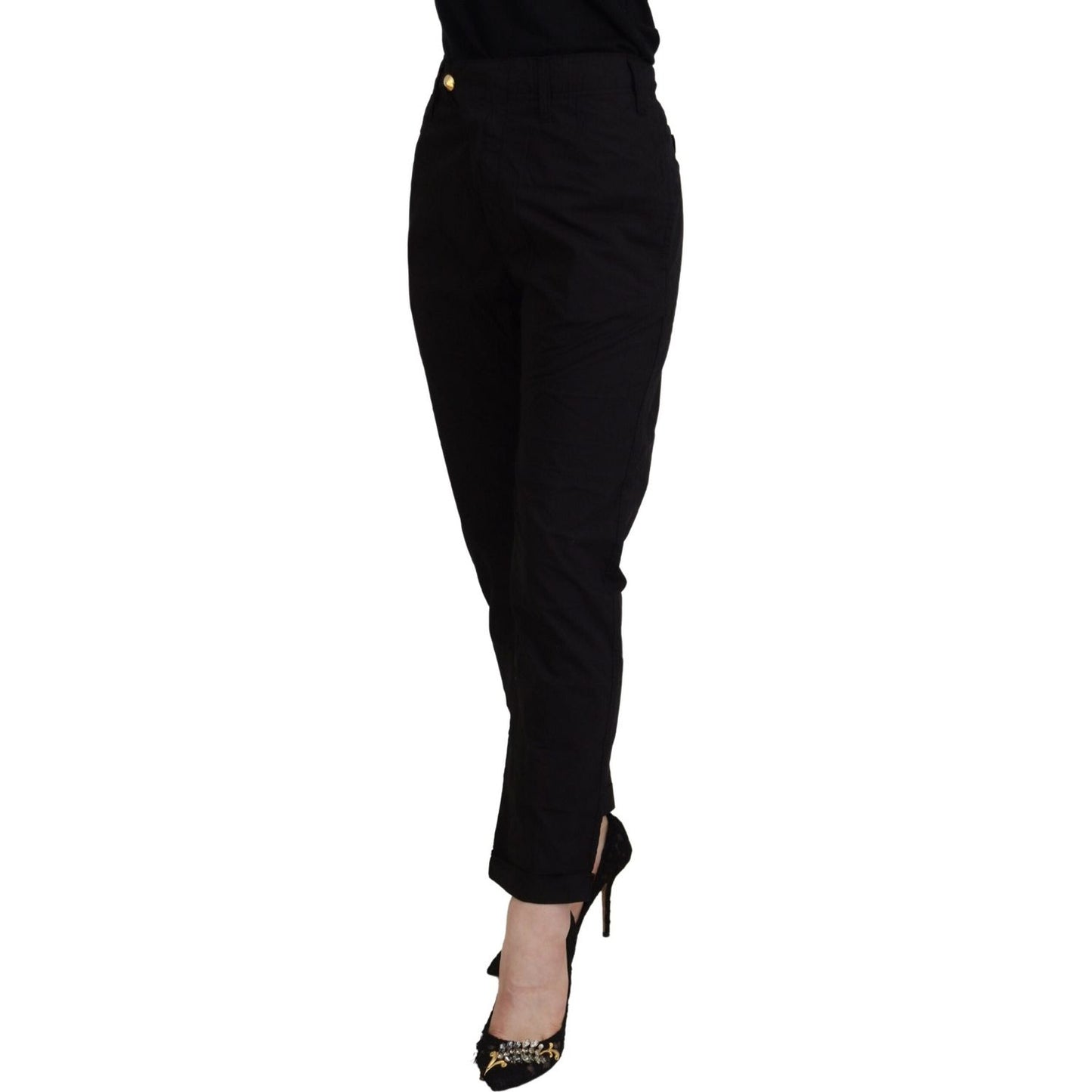 CYCLE Black Cotton Baggy High Waist Women Pants